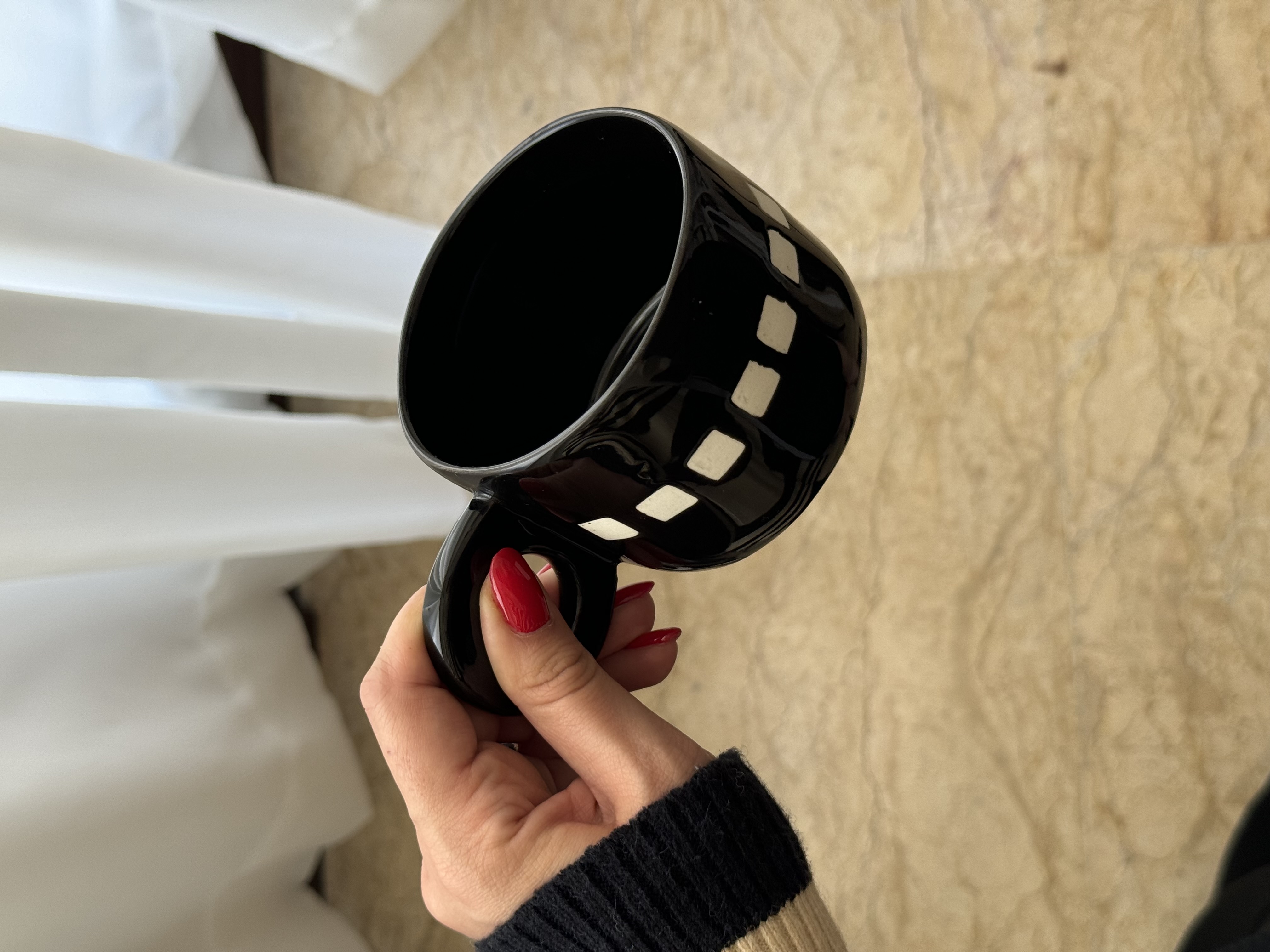 ماگ سرامیکی مشکی چهارخونه ۳۰۰ میل